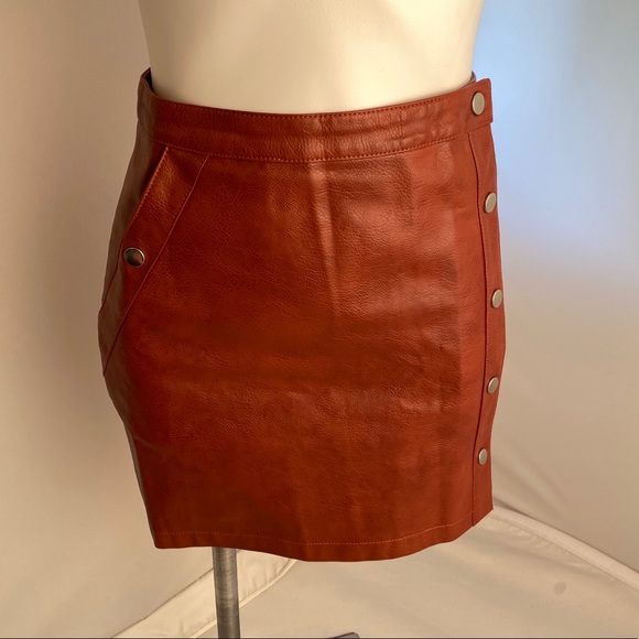 Urban Outfitters Dresses & Skirts - Urban Outfitters cognac faux leather snap skirt S